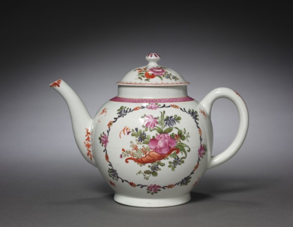Teapot, c. 1782-1790. New Hall Porcelain Factory (British). Porcelain; overall: 15 x 20.1 x 12.4 cm