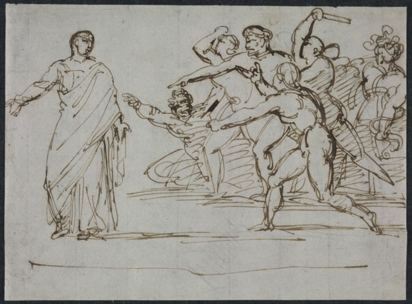Assassination of Tiberius, 1816-1817. Théodore Géricault (French, 1791-1824). Pen and brown ink on