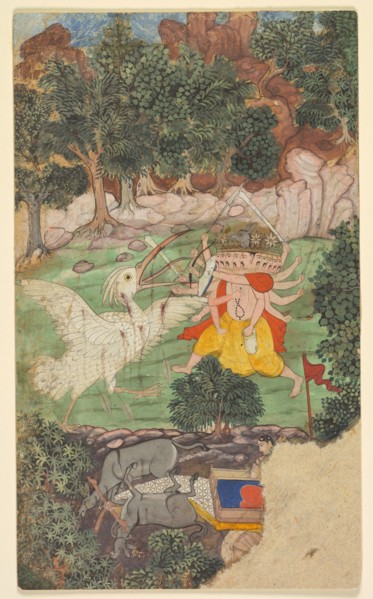 Battle of Ravana and Jatayu, from sarga (chapter) 49 of the Aranya-kanda (Book of the Forest) from