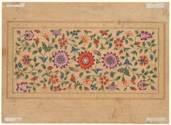 Scrolling Floral Vines, 1755. Fayzullah (Indian, active c. 1730–1765). Opaque watercolor with gold