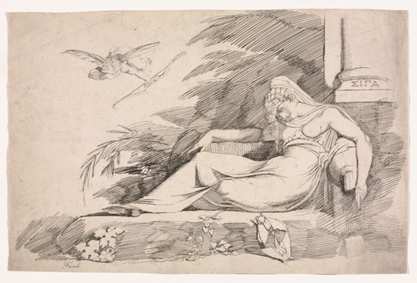 Sleeping Woman with a Cupid, 1780-1790. Henry Fuseli (Swiss, 1741-1825). Etching; sheet: 22.5 x 34