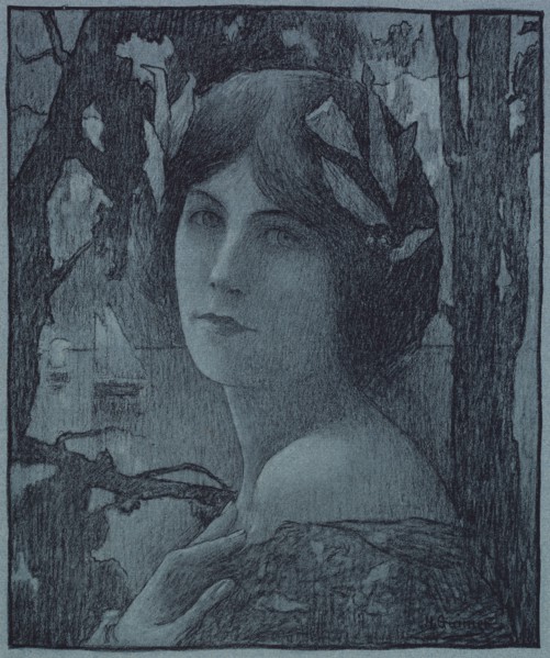 Gentlel Night (Nuit douce), 1899. Henri-Jules Guinier (French, 1867-1927). Lithograph on blue