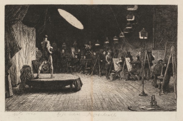 Life School Royal Academy, 1865. Charles West Cope (British,1811-1890). Etching; sheet: 25.2 x 31.2