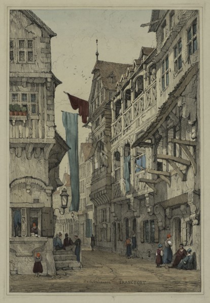 Facisimilies of Sketches made in Flanders and Germany: Sachsenhausen Francfort, 1833. Samuel Prout