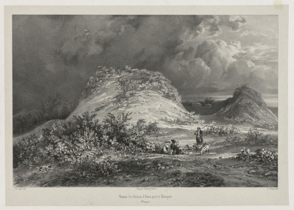 Ruines du Chateau d'Artns pres le huelgoet, Bretagne, 1845-1846. Julien Louis Jacottet (Swiss,