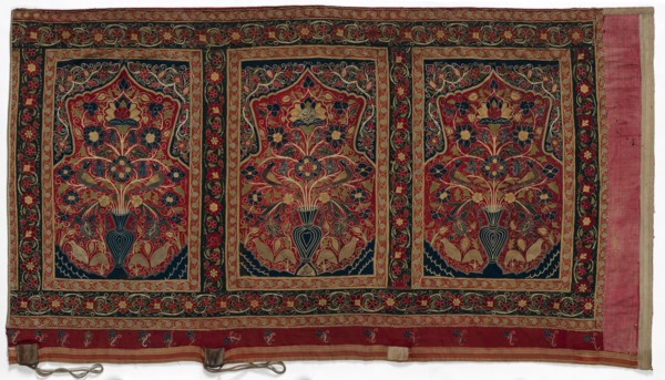 Royal Round Tent made for Muhammad Shah (wall panel with three panels A), 1834-1848. Iran, Rasht,