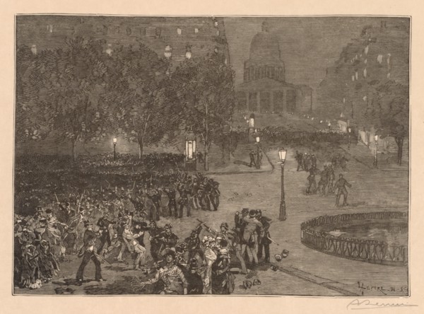 Bois du Monde: Les troubles du quartier Latin, 1882. Auguste Louis Lepère (French, 1849-1918),