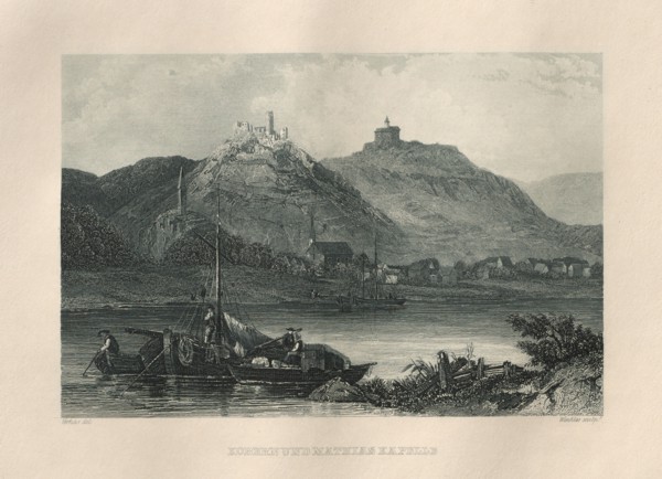 Das Malerische und Romantische Rheinland: Kobern und Mathias Kapelle, 1928. Henry Winkles (British,