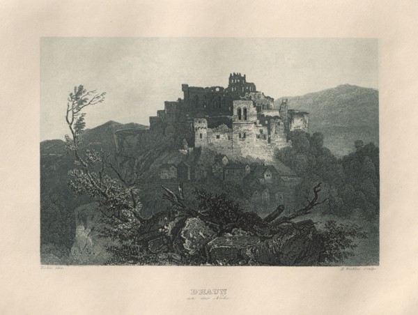 Das Malerische und Romantische Rheinland: Dhaun an der Nahe, 1928. Henry Winkles (British,