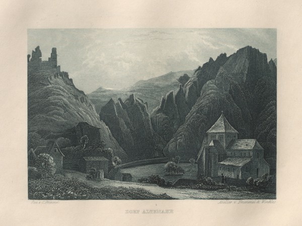Das Malerische und Romantische Rheinland: Dorf Altenahr, 1928. Henry Winkles (British, 1801-1900),