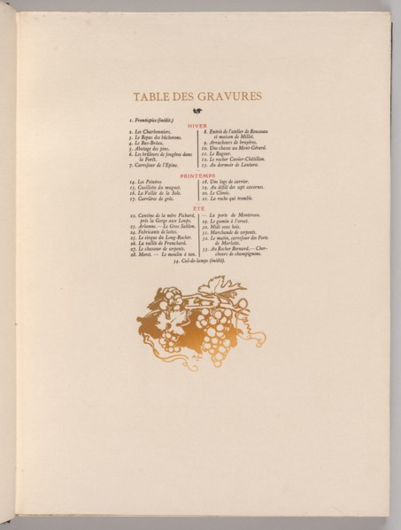 Fontainebleau Forest: Grapes, Cul-de-lampe (Table of Engravings) (La Forêt de Fontainebleau: Tables