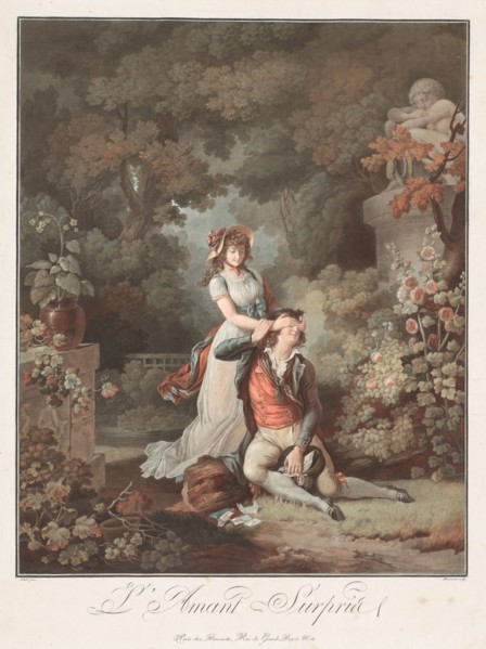 The Lover Surprised (L'Amant Surpris), c. 1798. Charles-Melchior Descourtis (French, 1753-1820),