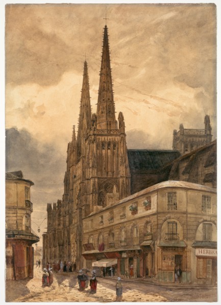 Cathédrale Sainte-André de Bordeaux, 1832. Adrien Dauzats (French, 1804-1868). Watercolor with gum