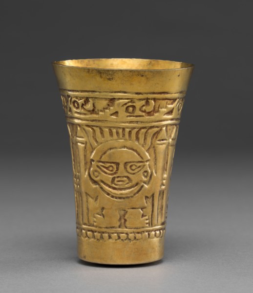 Beaker with Frontal Figures, 900-1100. Central Andes (Peru), Lambayeque (Sicán) people, 10th