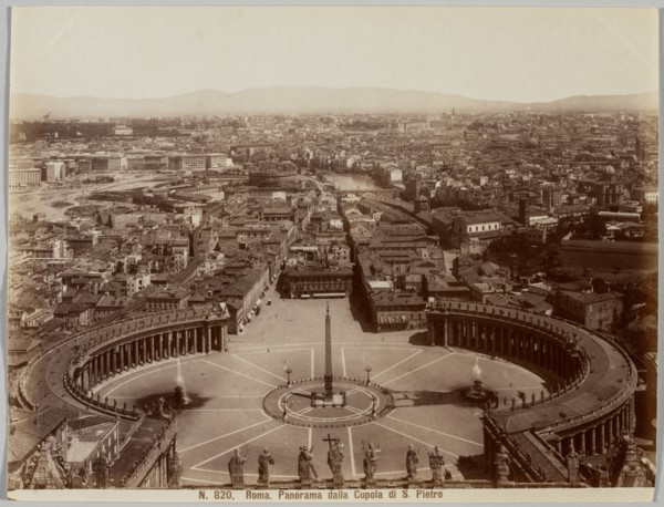 Panorama dalla Cupola di S. Pietro, Rome, c. 1860s. Unidentified Photographer. Albumen print from