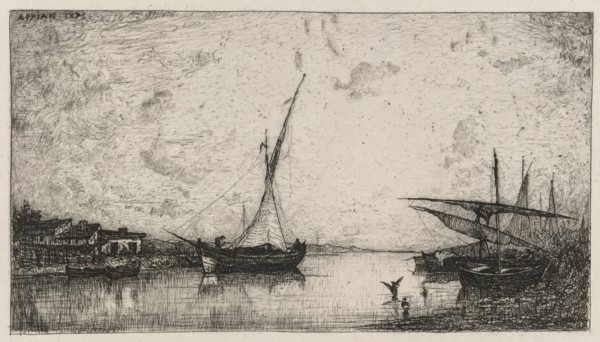 Canal aux Martigues, 1872. Adolphe Appian (French, 1818-1898). Etching; sheet: 25.2 x 32.4 cm (9