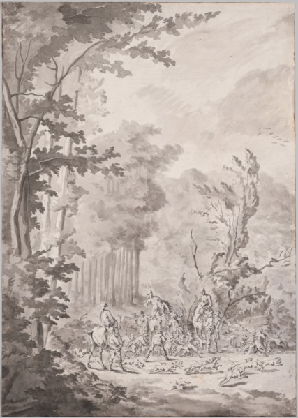 A Hunting Party at Marly, late 17th or early 18th century. Attributed to Jean Baptiste Martin, Le