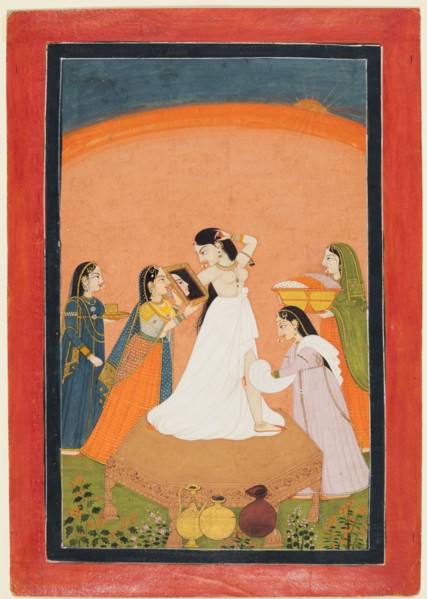 The Morning Toilette, c. 1810-25. Northern India, Himachal Pradesh, Pahari Kingdom, probably Chamba