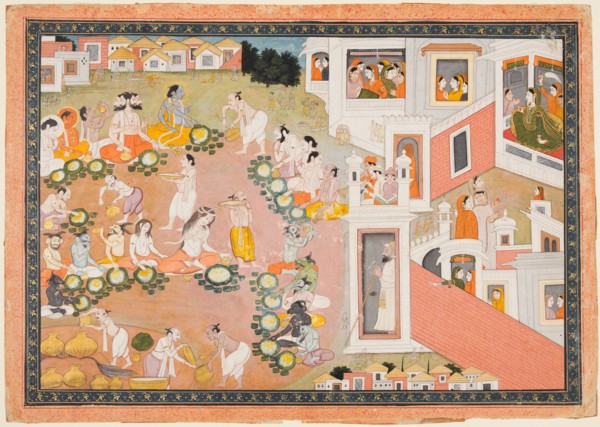 A Feast for the Gods, c. 1810. India, Kangra. Color on paper; page: 28 x 29.4 cm (11 x 11 9/16 in.)