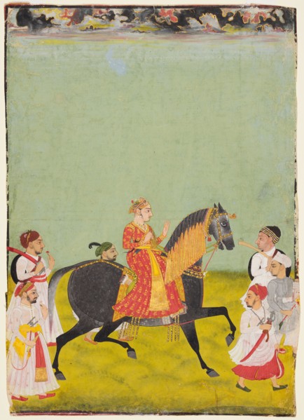 Equestrian Raj Singh II, son of Pratap Singh (r. 1752-55), c. 1760. India, Rajasthan, Mewar school.