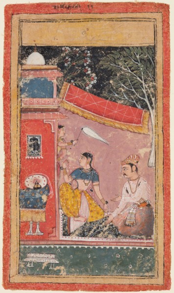 A page form a Ragamala series: Ramakali Ragini of Hindol Raga, c. 1610. India, Rajasthan, Bundi.