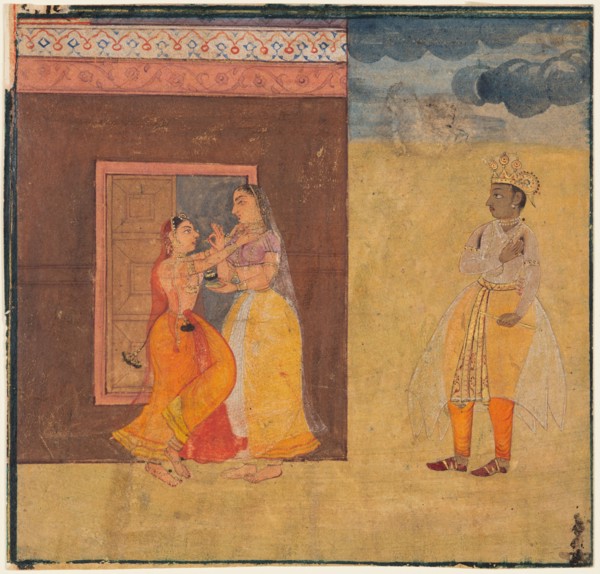 Krishna Abhisarika Nayika, from a Rasikapriya manuscript, c. 1615-25. India, Rajasthan, Amber.