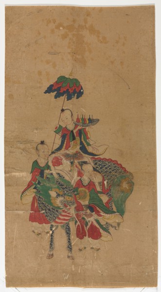 Daoist Immortal on a Kilin and Two Attendants, 1392-1910. Korea, Joseon dynasty (1392-1910). Ink