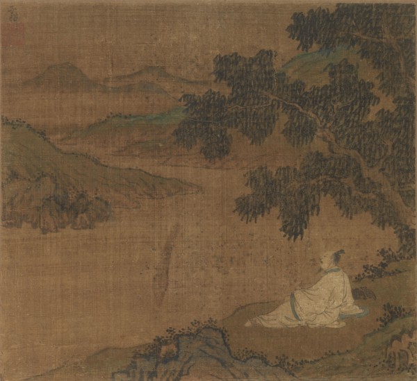 Man on a Hillside under a Tree Overlooking a River, Ming Dynasty(?). China, Ming dynasty