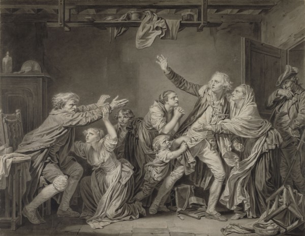 The Father's Curse: The Ungrateful Son; Jean-Baptiste Greuze, French, 1725 - 1805, France; about 1778; Brush and gray wash