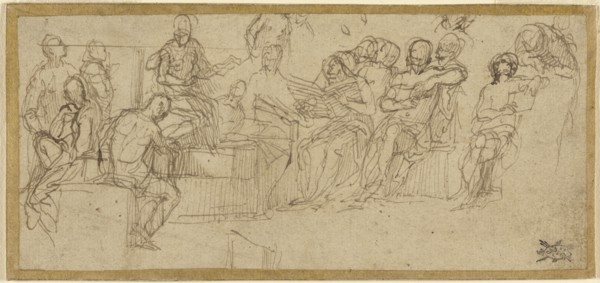 Christ Preaching in the Temple; Paolo Veronese, Paolo Caliari, Italian, 1528 - 1588, Italy; about 1548; Pen and brown ink