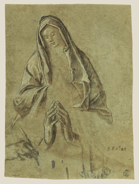 Study of the Virgin, recto, Study of the Virgin and of Hands, verso, Vittore Carpaccio, Italian, about 1460 - 1526, Italy