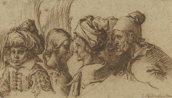 Bust of a Boy in a Turban, a Winged Angel, and Three Old Men; Jacques de Gheyn II, Dutch, 1565 - 1629, Netherlands; about 1600