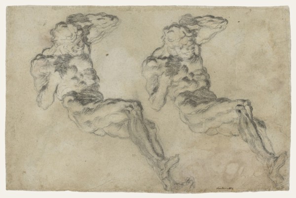 Studies of a Statuette of Atlas and a Figure Praying; Jacopo Tintoretto, Jacopo Robusti, Italian, 1518,1519 - 1594, Italy
