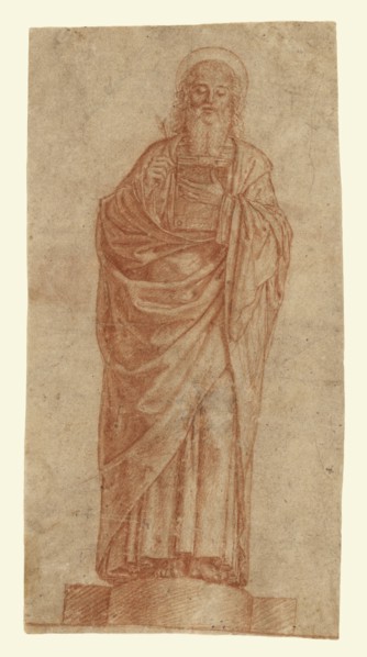 Standing Saint; Attributed to Francesco Morone, Italian, Verona, 1471 - 1529, Italy; about 1510; Red chalk; 18.7 x 9.8 cm