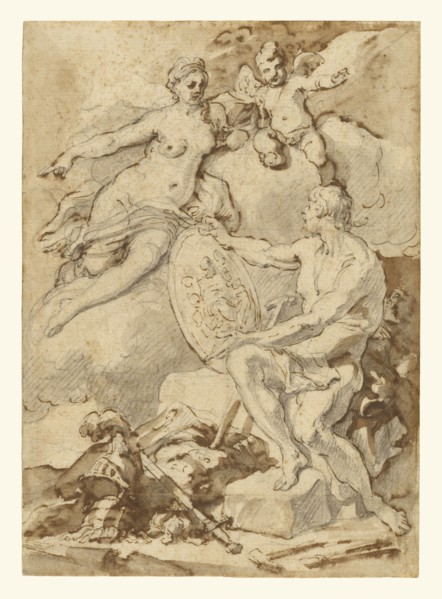 Venus Receiving from Vulcan the Arms of Aeneas; Francesco Solimena, Italian, Neapolitan, 1657 - 1747, Italy; 1704; Pen
