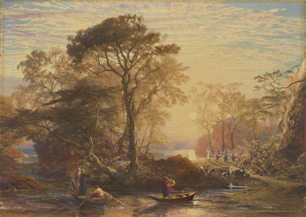 Sir Guyon Tempted by Phaedria; Samuel Palmer, English, 1805 - 1881, England; 1849; Watercolor and bodycolor, with some gum