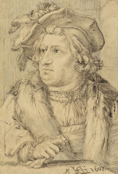 Portrait of a Man; Hendrick Goltzius, Dutch, 1558 - 1617, 1607; Pen and brown ink, incised for transfer; 29.5 × 20.2 cm