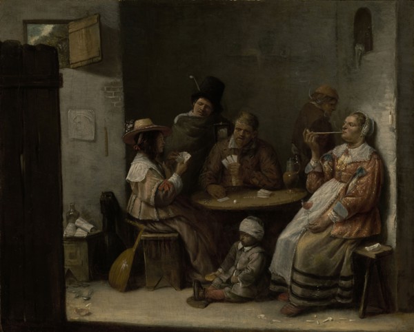 Card Players; Josse van Craesbeeck, Flemish, about 1605,1608 - before 1662, Holland; about 1645; Oil on panel; 31.1 x 38.7 cm