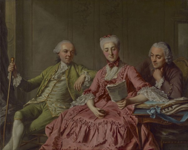 Presumed Portrait of the Duc de Choiseul and Two Companions; Jacques Wilbaut, French, 1729 - about 1816, about 1775