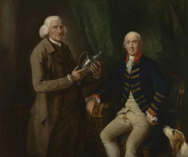 Portrait of William Anne Hollis, 4th Earl of Essex, Presenting a Cup to Thomas Clutterbuck of Watford; Thomas Gainsborough