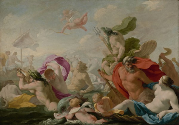 Marine Gods Paying Homage to Love; Eustache Le Sueur, French, 1616 - 1655, about 1636 - 1638; Oil on canvas; 96.2 x 136.2 cm
