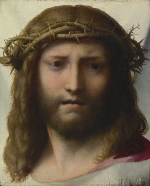 Head of Christ; Correggio, Antonio Allegri, Italian, about 1489 - 1534, about 1525 - 1530; Oil on panel; 28.6 × 23.5 cm