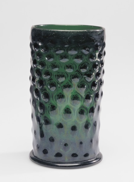 Pattern-Molded Beaker, Warzenglas, Germany, possibly, 17th century; Mold-blown dark green glass with applied decoration