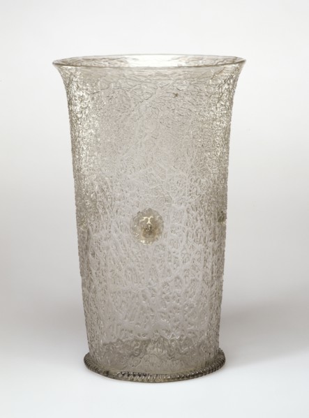Ice-glass Beaker; Façon de Venise, Netherlands; late 16th or early 17th century; Free-blown colorless, slightly green, glass