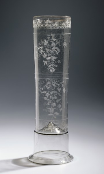 Large Beaker, Humpen, Southern Bohemia, Czech Republic; early 17th century; Free-blown colorless, pinkish-gray, glass