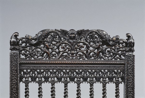 Armchair; Coromandel Coast, India; about 1680 - 1720; Ebony, ebonized hardwood, ivory, ebonized walnut inner-seat frame