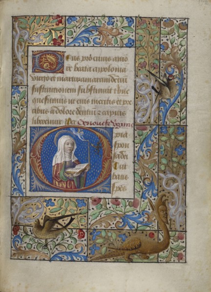 Initial O: Saint Geneviève; Georges Trubert, French, active Provence, France 1469 - 1508, Provence, France; about 1480 - 1490