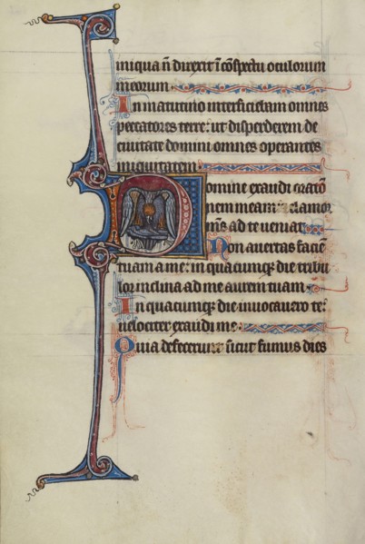 Initial D: A Pelican Feeding Her Young; Bute Master, Franco-Flemish, active about 1260 - 1290, Northeastern, illuminated