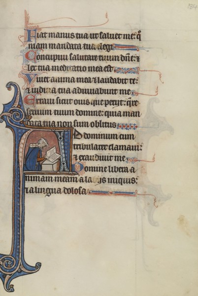 Initial A: A Noblewoman Seated on the Ground Reading; Bute Master, Franco-Flemish, active about 1260 - 1290, Northeastern