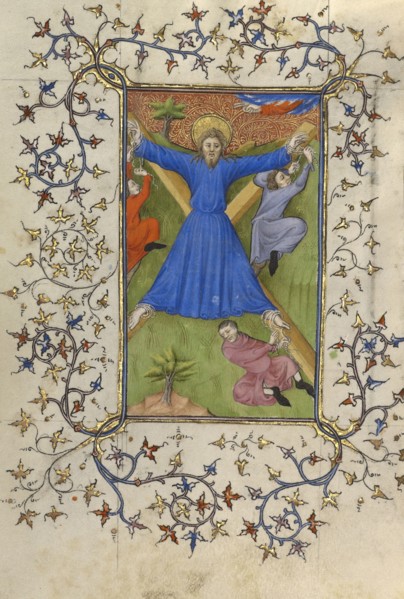 The Martyrdom of Saint Andrew; Paris, or, France; about 1410; Tempera colors, gold leaf, gold paint, and ink on parchment; Leaf